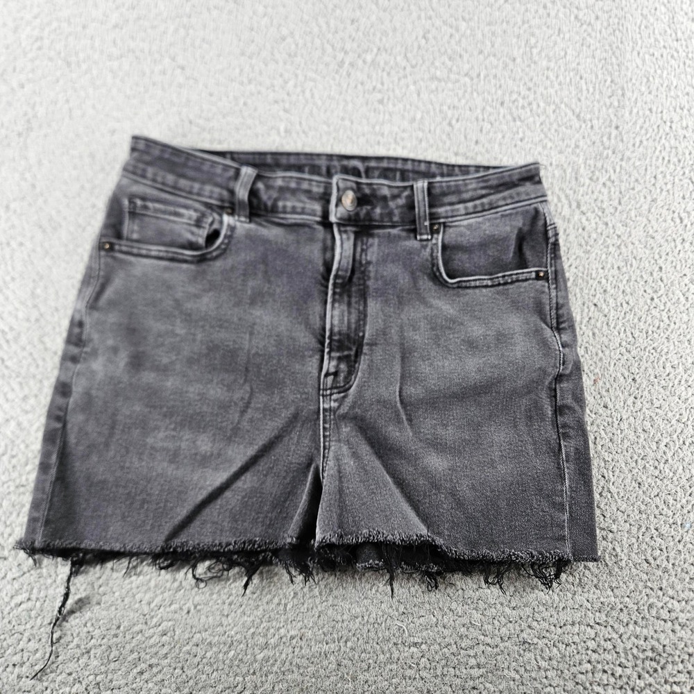 American Eagle Mom Jean Shorts Womens 8 Black High Rise Raw‎ Hem Denim Beach